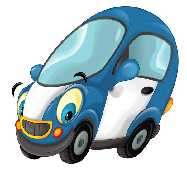 Kreskówka Śmieszne Miasto Samochód Mały Sedan Izolowane Ilustracja Dla Dzieci — Zdjęcie stockowe
