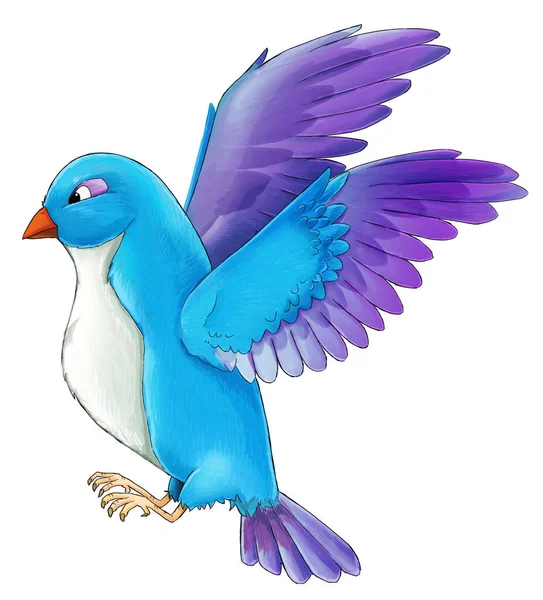 Dibujos Animados Exótico Colorido Pájaro Volando Ilustración Aislada Para Niños — Foto de Stock