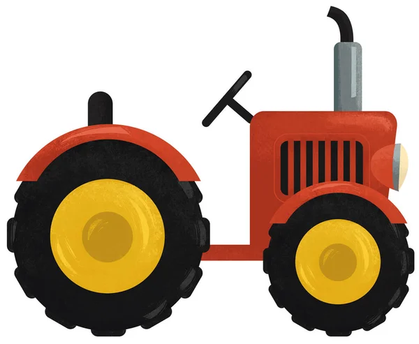 漫画農場トラクターは子供のための孤立イラスト — ストック写真
