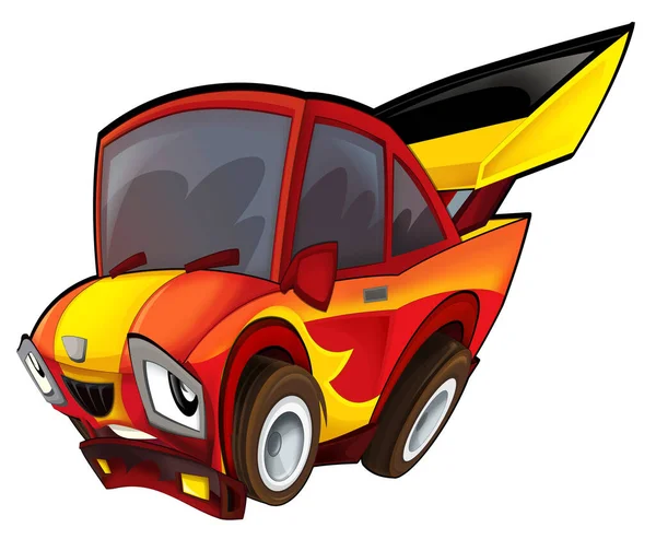 Cartoon funny city sedan sports car isolated illustration for children