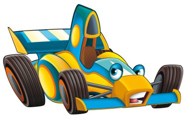 Çizgi film komik bolide spor araba çocuklar için izole bir illüstrasyon