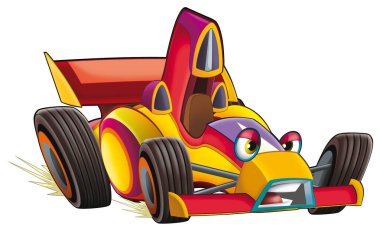 Çizgi film komik bolide spor araba çocuklar için izole bir illüstrasyon