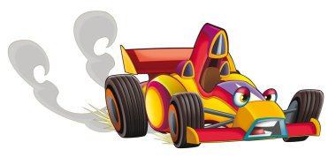 Çizgi film komik bolide spor araba çocuklar için izole bir illüstrasyon