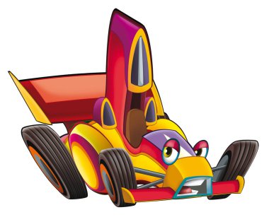 Çizgi film komik bolide spor araba çocuklar için izole bir illüstrasyon