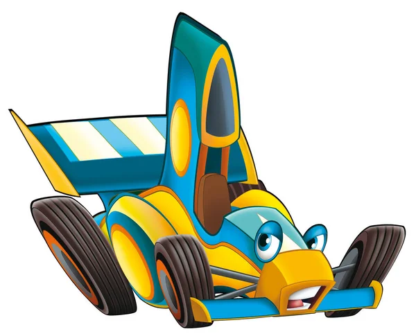 Kreskówka Śmieszne Bolide Sportowe Samochód Odizolowana Ilustracja Dla Dzieci — Zdjęcie stockowe