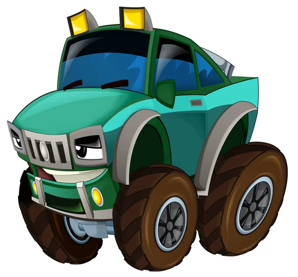 Koele Cartoon Offroad Auto Geïsoleerde Illustratie Voor Kinderen — Stockfoto