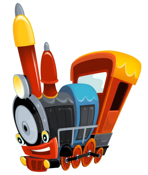 Cartoon Funny Looking Steam Train Isolated White Background Illustration Children — Stock Photo, Image