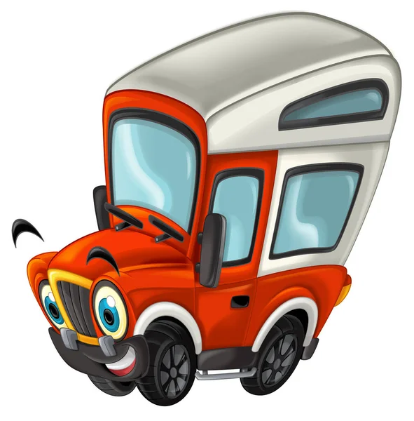 Fumetto Divertente Fumetto Pompiere Camion Isolato Illustrazione Bambini — Foto Stock