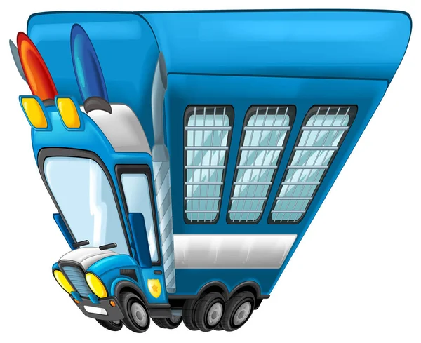 Cartoon Funny Cartoon Police Truck Isolated Illustration Children — Stock Photo, Image