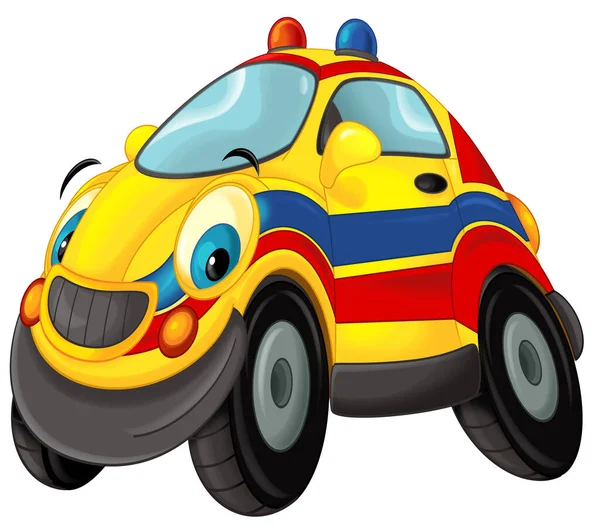 Cartoon Scene Funny Looking Ambulance Sedan Illustration Children — Stock Photo, Image