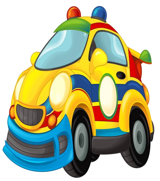 Cartoon Scene Funny Looking Ambulance Sedan Illustration Children — Stock Photo, Image