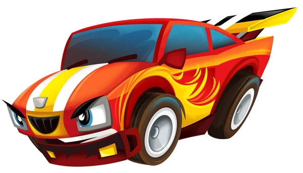 Desenhos Animados Legal Olhando Esportes Carro Isolado Ilustração Para Crianças — Fotografia de Stock