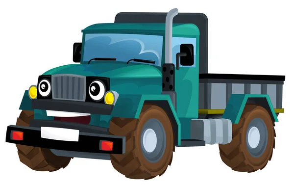 Cartone Animato Felice Cisterna Camion Isolato Sfondo Bianco Illustrazione Bambini — Foto Stock