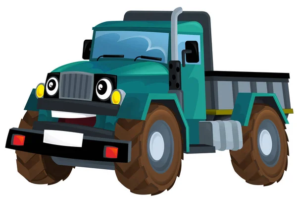 Dibujos Animados Camión Cisterna Feliz Aislado Sobre Fondo Blanco Ilustración — Foto de Stock
