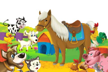 Çocuklar için at resimli çizgi film sahnesi