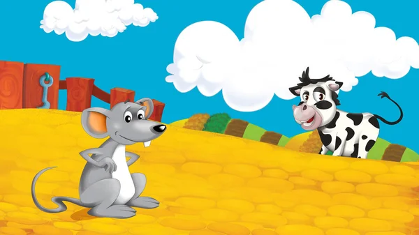 Kreslená Farma Scéna Myší Ilustrace Pro Děti — Stock fotografie