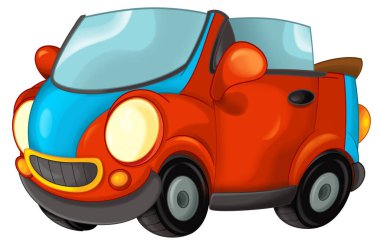 Spor arabalı karikatür sahnesi çocuklar için sedan Cabriolet çizimi