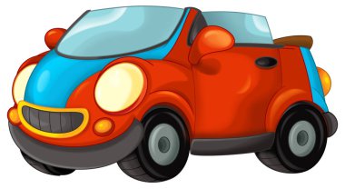 Spor arabalı karikatür sahnesi çocuklar için sedan Cabriolet çizimi