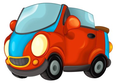 Spor arabalı karikatür sahnesi çocuklar için sedan Cabriolet çizimi