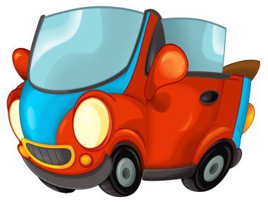 Spor arabalı karikatür sahnesi çocuklar için sedan Cabriolet çizimi