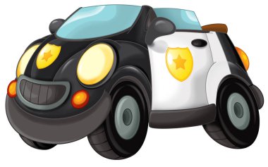 Spor arabalı karikatür sahnesi: sedan Cabriolet Çocuklar için polis çizimi