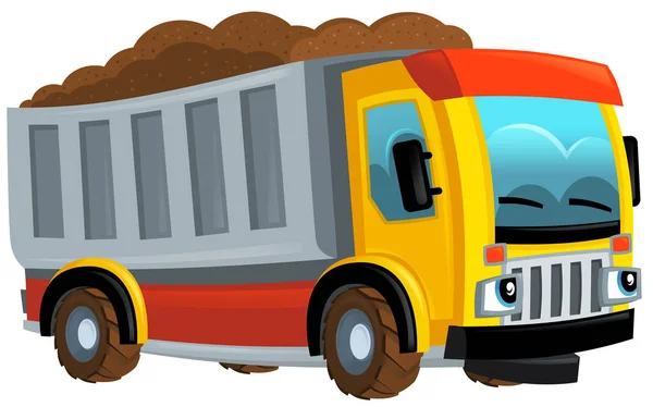cartoon scene with industrial truck on white background illustration for children