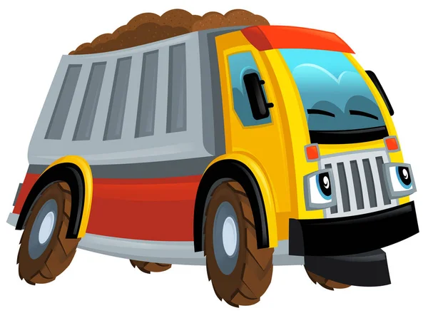 아이들을 삽화에 산업용 트럭이 그려진 — 스톡 사진