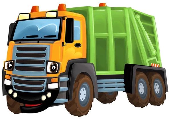 Cartoon Scene Met Industriële Vrachtwagen Witte Achtergrond Illustratie Voor Kinderen — Stockfoto