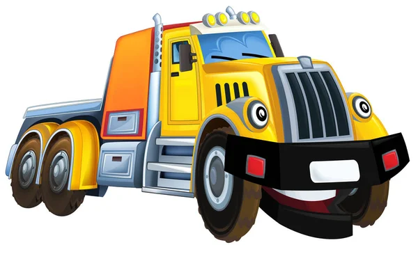 Cartoon Gelukkig Stortbak Truck Geïsoleerd Witte Achtergrond Illustratie Voor Kinderen — Stockfoto