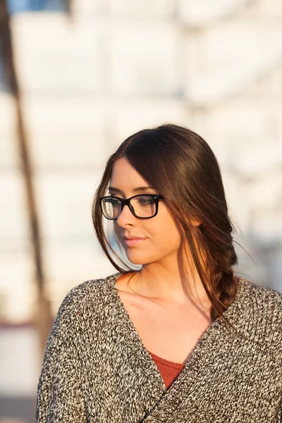 Young beautiful student with glasses — Stock Photo, Image