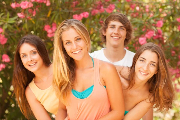 Grupo de adolescentes disfrutando en el parque — Foto de Stock