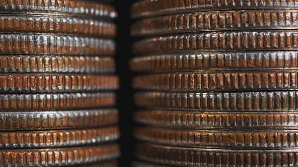 Stacks American Coins Cents Quarters Closeup Background Wallpaper Economy Finance Ліцензійні Стокові Фото