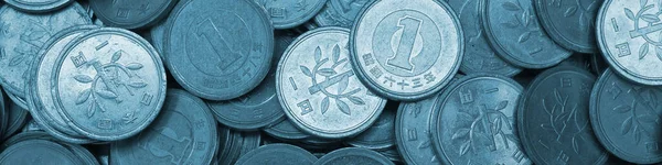 Superficie Monedas Japonesas Yen Dinero Arañado Circulación Primer Plano Bandera —  Fotos de Stock