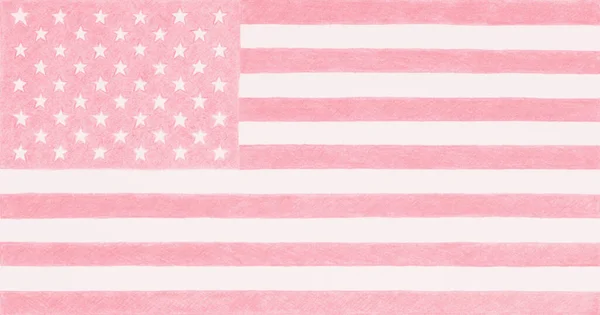 アメリカ国旗 薄い繊細なピンクの着色された背景 愛国的背景 パステルカラーの星とストライプ アメリカ独立記念日 7月4日 旗の日 — ストック写真