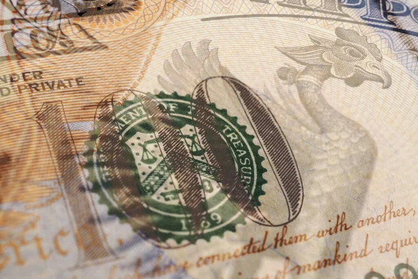 Fragments Japanese American Paper Money Closeup Yen Dollar Banknote 000 — Stock Photo, Image