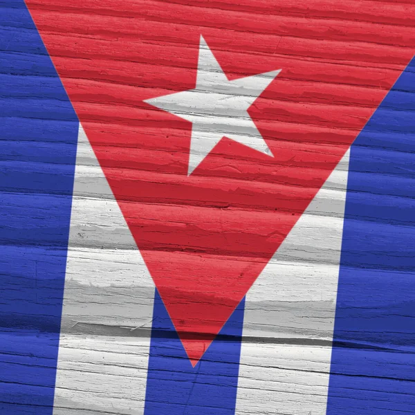 Θραύσμα Κουβανικής Σημαίας Στεγνή Ξύλινη Επιφάνεια Φωτεινή Εικόνα Τετράγωνο Σύμβολο — Φωτογραφία Αρχείου
