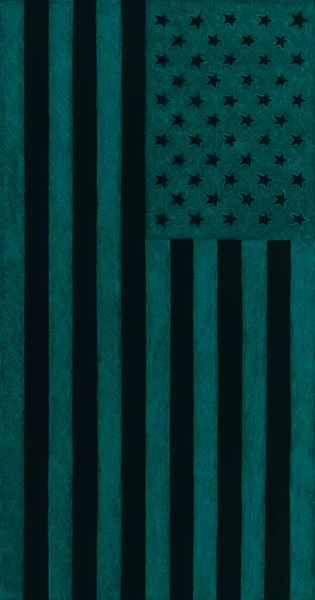 アメリカ国旗 黒とターコイズの着色された背景 暗い愛国的な電話の壁紙 反転した星と縞模様 誤って配置された旗 — ストック写真