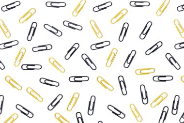 Set of black and yellow paper clips clipart