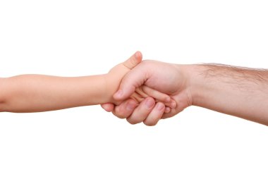 çocuk ve babanın el sallamak