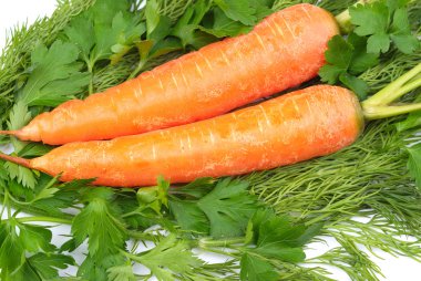 bir maydanoz üzerinde havuç