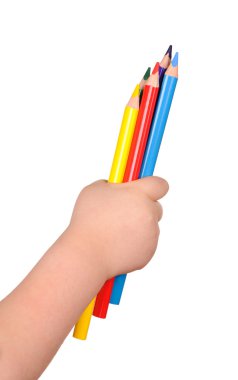 Çocuk el renkli kalem tutan