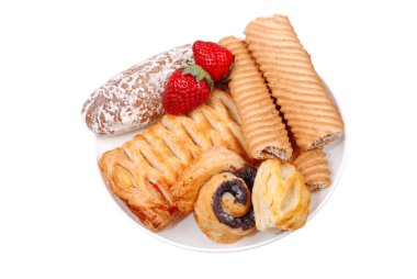 izole plaka üzerinde taze çörek