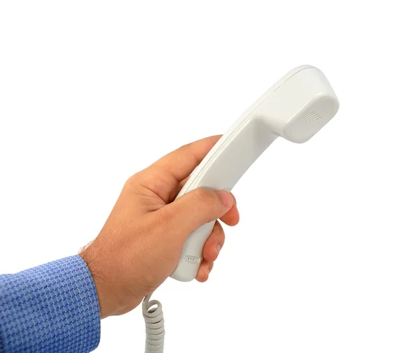 The hand holds a telephone tube — Stock Photo, Image