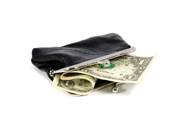 One dollar in a purse — Stock Photo, Image