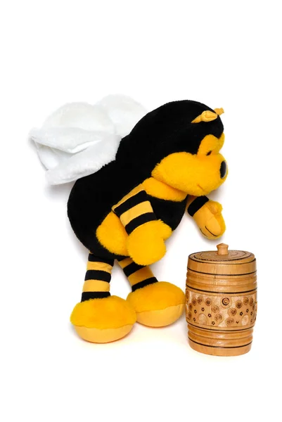 L'ape peluche con un fusto di miele — Foto Stock