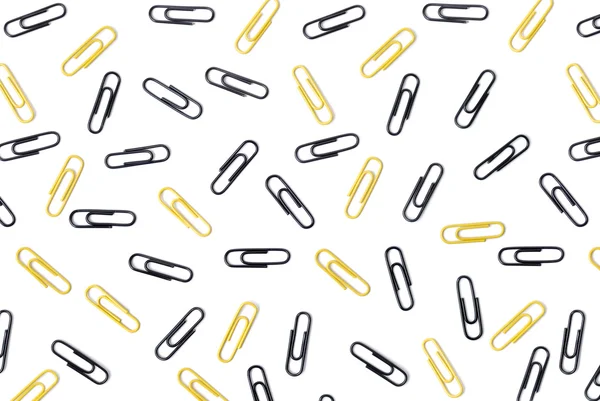 Set of black and yellow paper clips — Stock Photo, Image