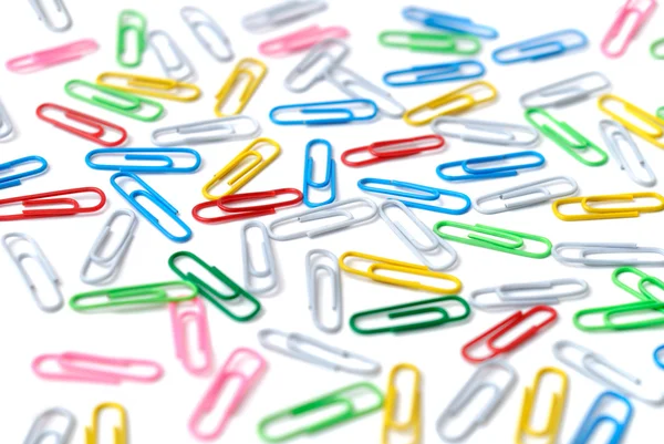 Set of multi-coloured writing paper clips — Stock Photo, Image