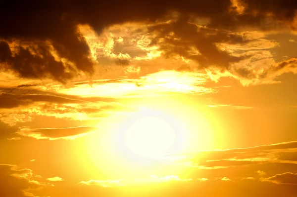 Big sun. bright sunset — Stock Photo, Image