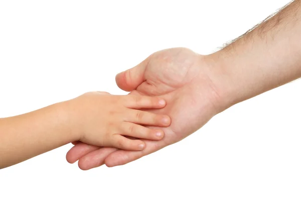 Serrement de main de l'enfant et du père — Photo