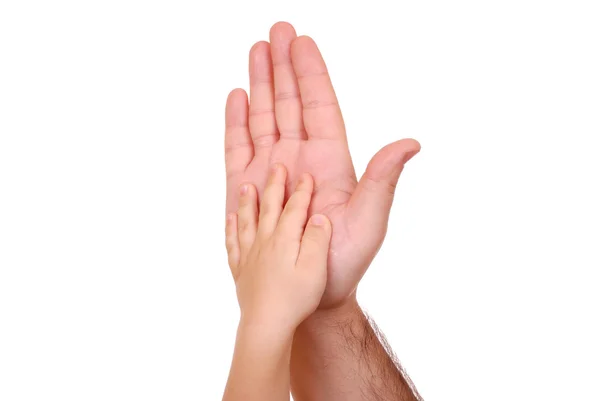 Drgania ręki dziecka i ojca — Zdjęcie stockowe